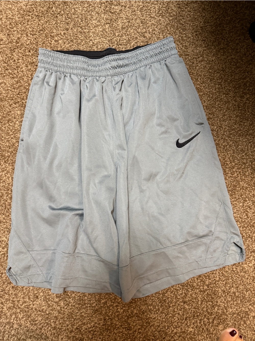 Nike Men’s Pale Blue Athletic Shorts with Black Swoosh